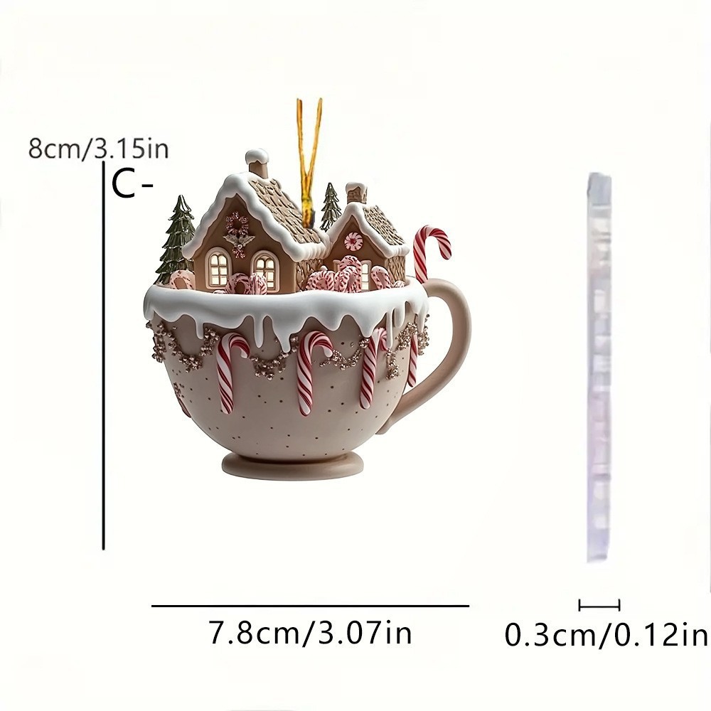 Colgante de Navidad transfronteriza casa de nieve colgante de automóvil taza de café colgante colgante acrílico colgante de interior de automóvil colgante mochila