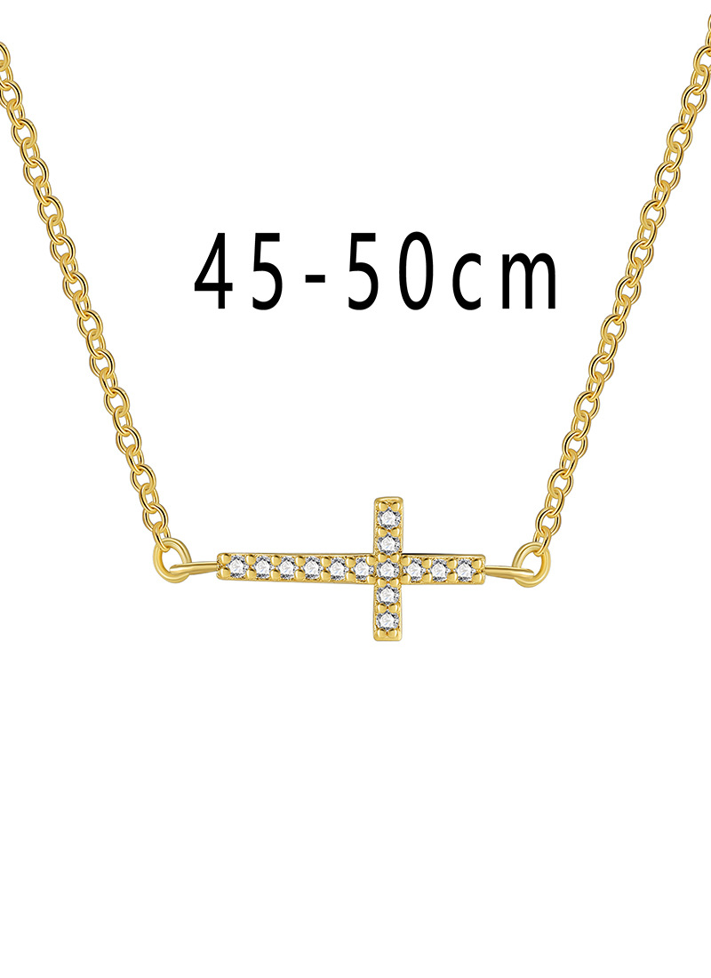 4g Weight 18K Gold Plated Plating Material Simple Style Cross Copper 18k Gold Plated Zircon Necklace In Bulk