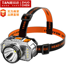 跨境迷你小头灯户外夜钓鱼矿灯LED头戴式手电防水USB充电强光头灯