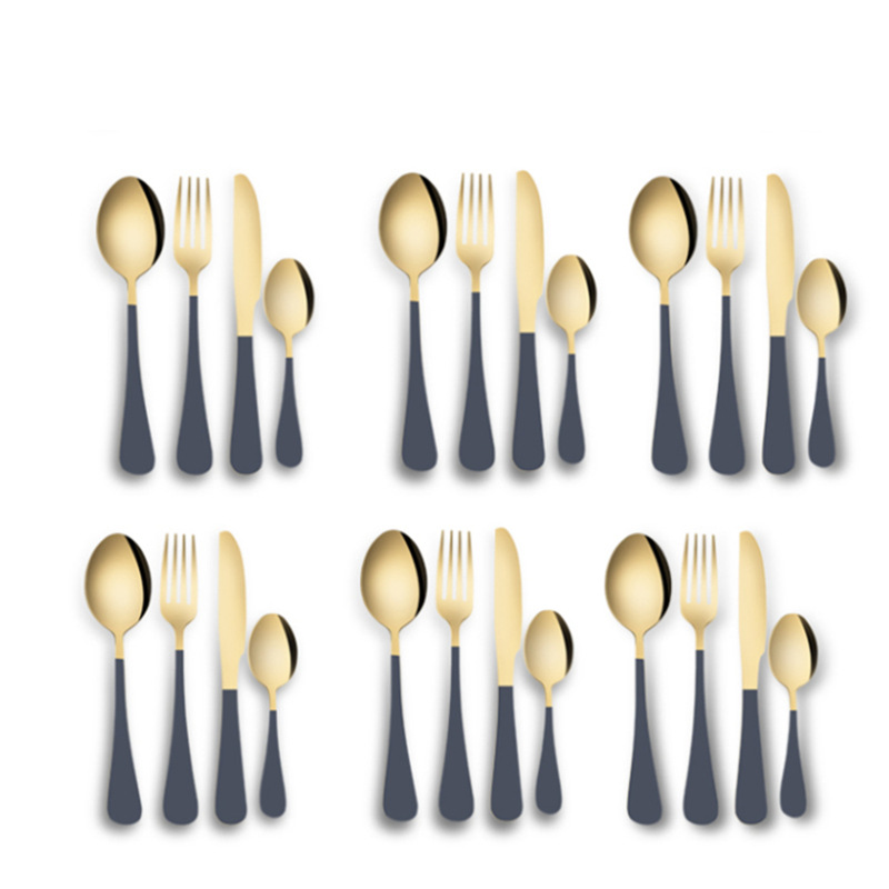 Amazon tiktok popular vajilla de acero inoxidable 24 piezas traje 1010 cuatro piezas principales 6 personas usan comida occidental cuchillo, tenedor y cuchara