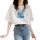 Pure Cotton Short-sleeved T-shirt Women's White 2025 New Summer Loose Letter Half-sleeved Trendy Brand Inner Shoulder Top