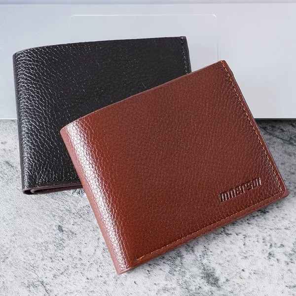 Short wallet with zipper men's wallet horizontal men's wallet wholesale ultra-thin student two-fold simple pu leather