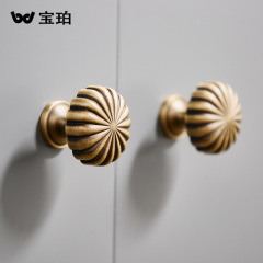 簡約古銅色櫃門櫥櫃黃銅拉手衣櫃鞋櫃門歐式復古南瓜酒櫃全銅把手