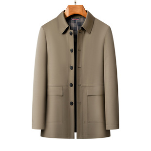 2025 New Spring and Autumn Lapel Middle-aged and Elderly 5-grain Single-breasted Jacket Coat Casual All-match Top