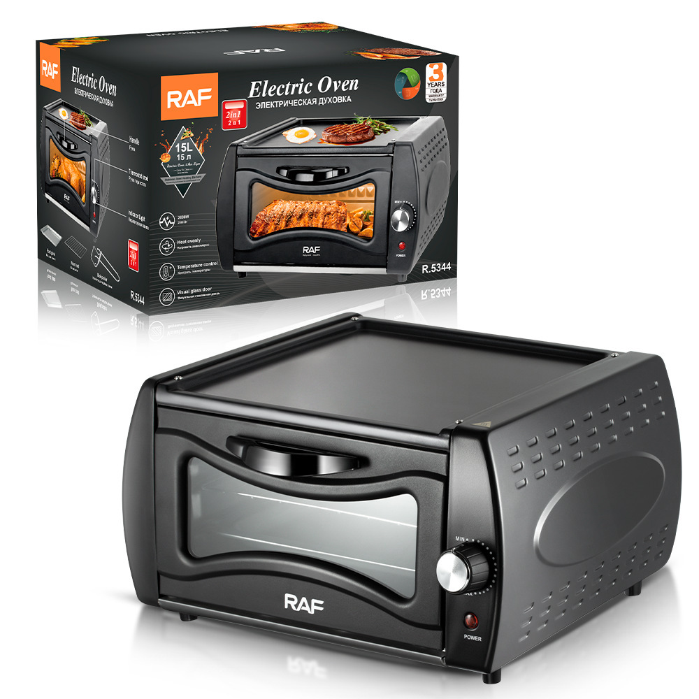 Horno eléctrico RAF, estándar europeo, horno doméstico multifuncional dos en uno, horno automático, freidora, bandeja para freír visible 15L