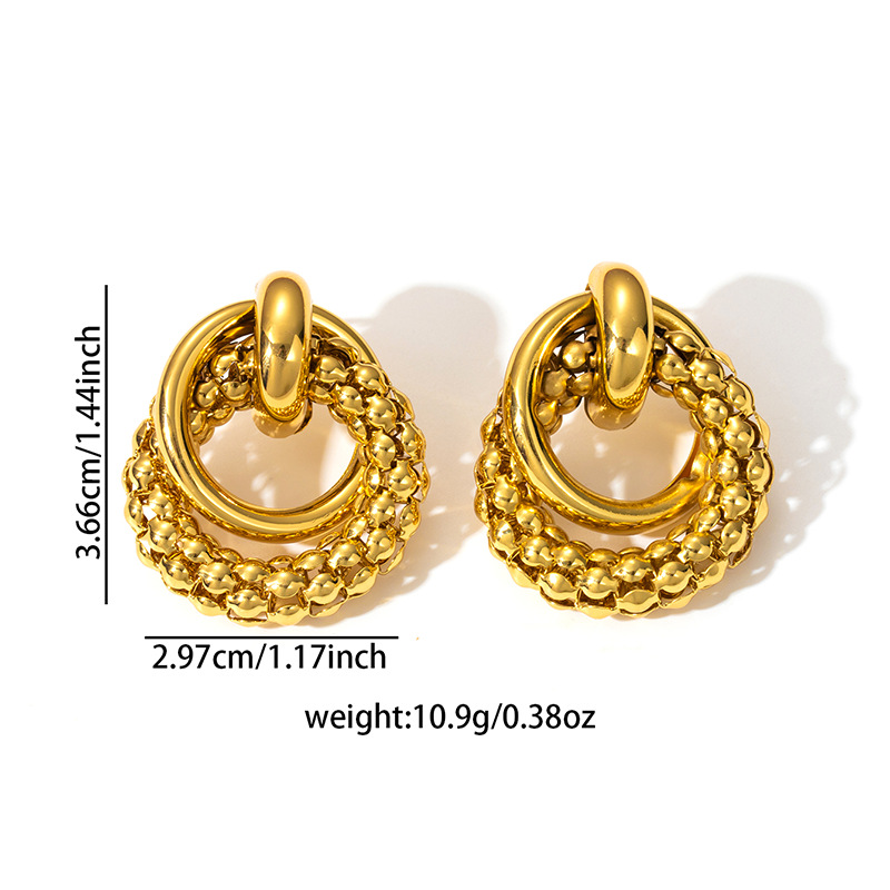 1 Pair Vintage Style Geometric Plating Titanium Steel Ear Studs display picture 8
