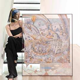 丝巾装饰画轻奢高级感简约法式奶油风挂画入门玄关亚克力2025新款