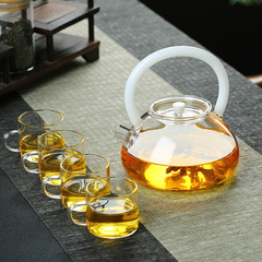 Cooking tea around the stove, glass handle kettle, thickened high temperature resistant boiling kettle, electric ceramic stove, teapot with jade handle, tea set