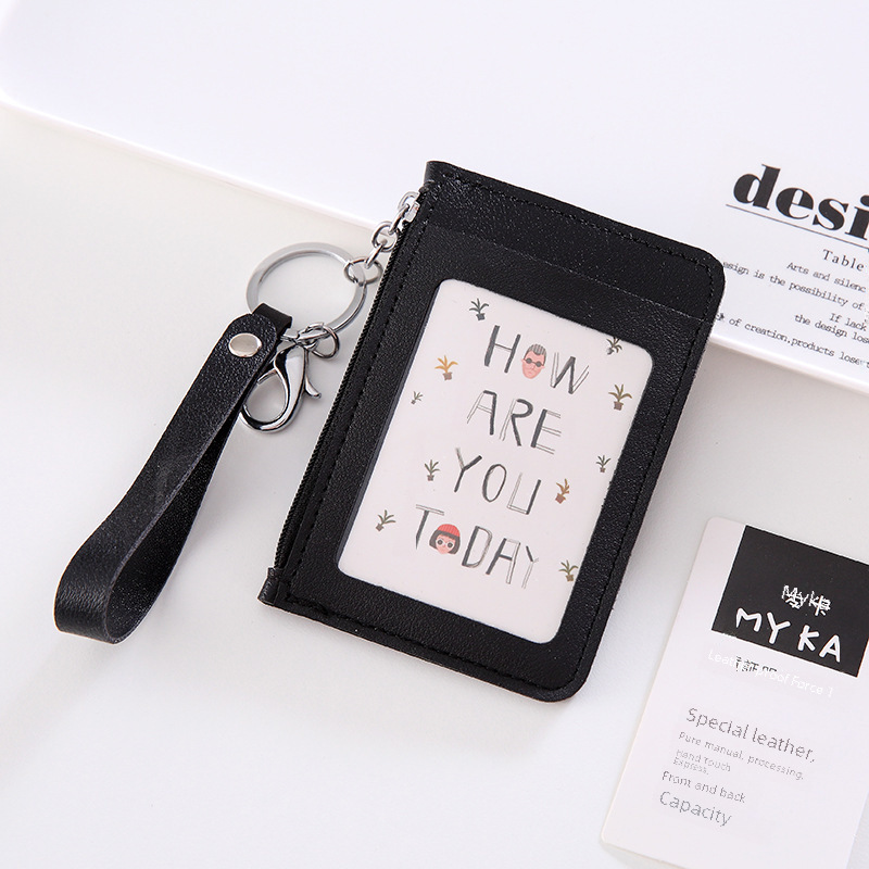 Korean version PU leather coin purse card holder with hand strap card holder for ladies students portable card holder exclusively for cross-border supply