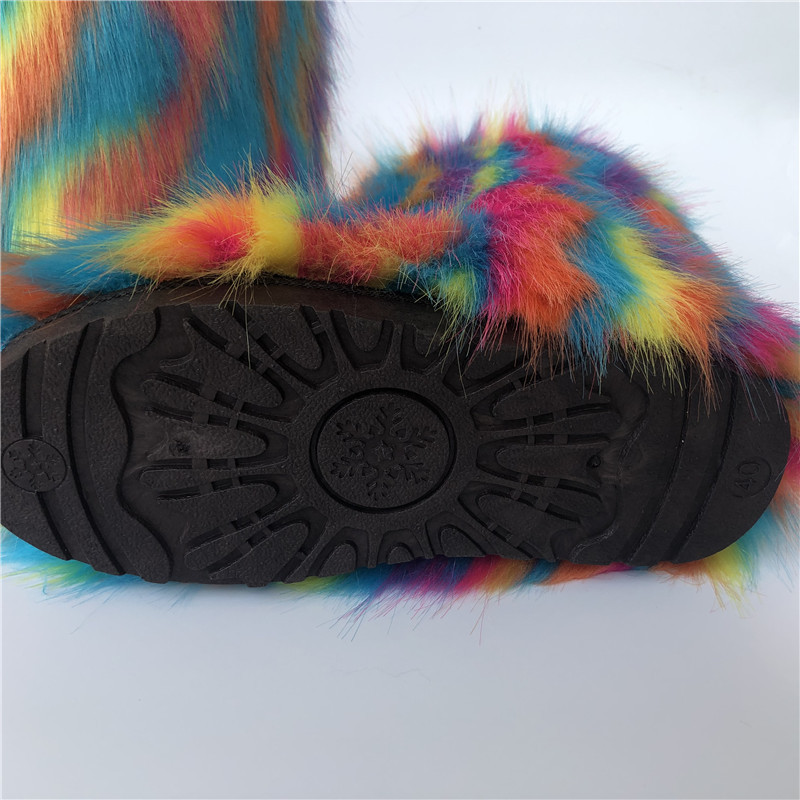 Bottes de neige mi-tubes surdimensionnées en fourrure épaisse_voghion.com