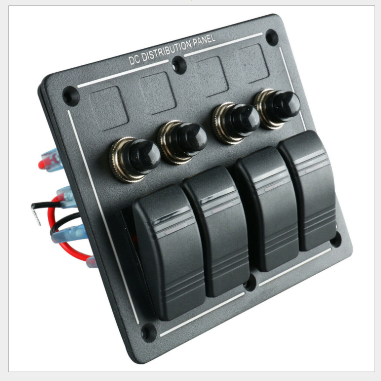 汽车船舶四位组合翘板面板开关带过载保护器3PIN