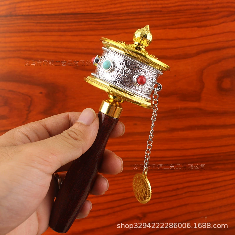 手摇转经轮底座藏式佛前寺庙字真言转经轮手柄手持插座佛具底座