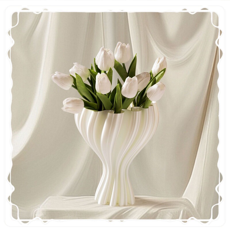 Minimalist 3D Printed Large-Diameter Artistic Vase, Nordic Light Luxury Fresh Ins-Style Home Decor, Popular on Xiaohongshu