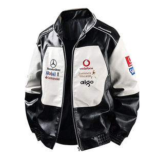 Cross-Border American Embroidery Retro Motorcycle Leather Jackets for Men and Women, Baseball Jackets, Spring and Autumn Pilot Functional Jackets