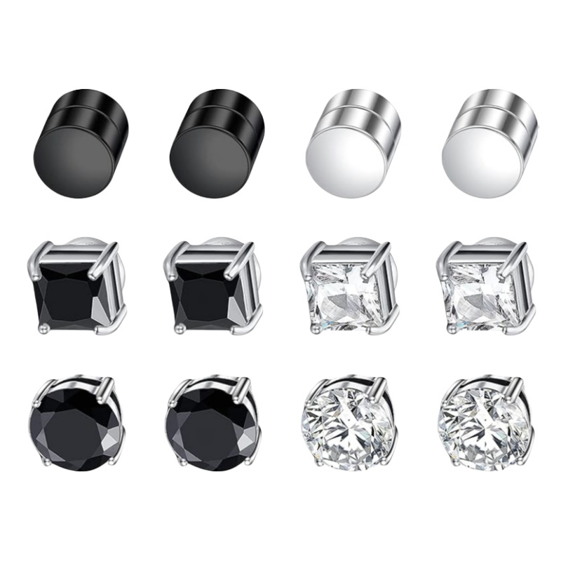 Cross-border suit preferred zircon ear clip non-pierced earrings stainless steel magnet ear clip couple's fake ear studs