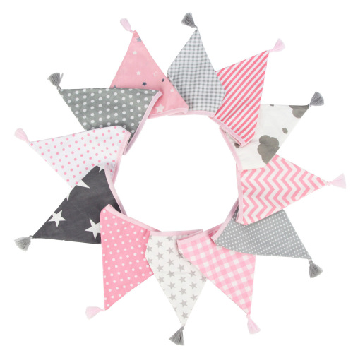 ins Nordic style cotton tassel triangle string flag tent flag photo background string flag wedding kindergarten hanging flag