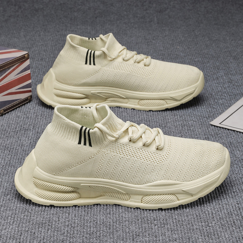 Zapatos de malla de tejido volador, zapatos deportivos casuales transpirables delgados para hombres, pedales ligeros y cómodos, nuevo estilo de verano 2025