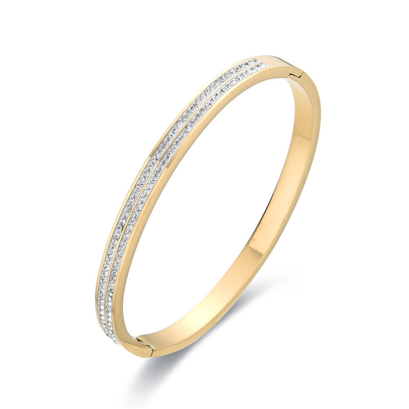 2-teiliges, einreihiges, einreihiges, mit Diamanten besetztes Stahl-Schlamm-Ziegel-Armband im Ins-Stil für Damen_voghion.com