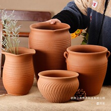 厂家直销红泥无釉面素烧粗陶土大小号花盆透气吸水创意多肉高老桩