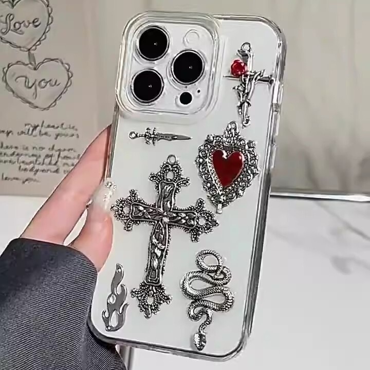 Large Cross Iphone13Mini Mobile Phone Case 11Pro Glue Xsmax Apple 16E/17Air/15/14