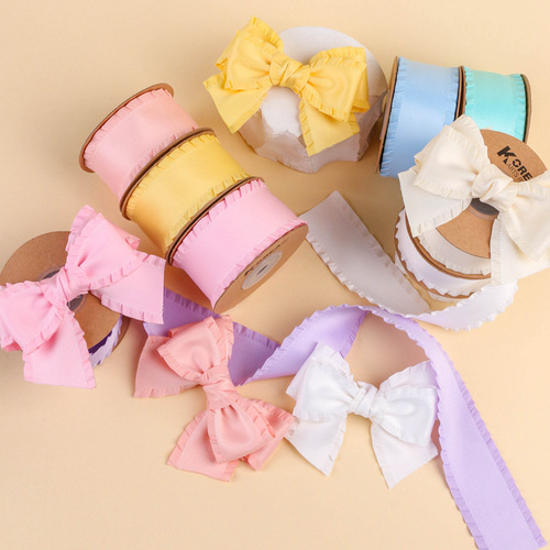 Classic thickened ruffled webbing bow hair accessories clothing high density wavy edge ribbon fungus skirt ribbon