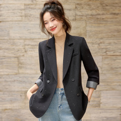 黑色小众设计感亮片西装外套女秋季2025新款气质通勤轻奢西服上衣