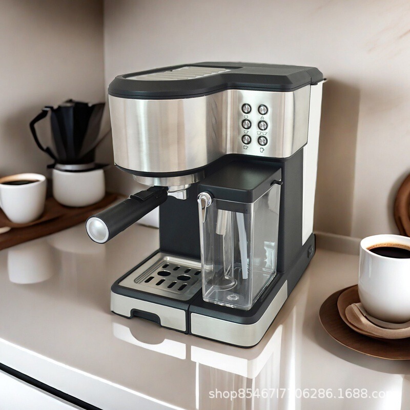 Cross-Border Household Milk Heating Coffee Maker with Milk Frother, Italian Semi-Automatic Latte Coffee Machine