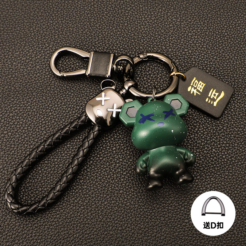 Cross-border Lightning Bear Car Llavero de silicona Colgante de oso violento Cuerda de mano Llavero de cuero de alta gama Fu