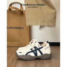 牛皮版~厚底内增高真皮德训鞋女2025秋冬新款阿甘运动休闲板鞋