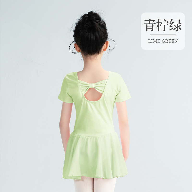 Vestido de Danza para Niñas, Vestido de Princesa de Gasa, Manga Corta, Abertura en la Entrepierna, Ropa de Práctica de Ballet, Ropa de Danza de Verano para Niñas image 14