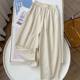 The chicory is good to wear! Pure cotton fabric! Simple Japanese 2025 New Style Thin All-match Loose Wide-leg Casual Cropped Pants