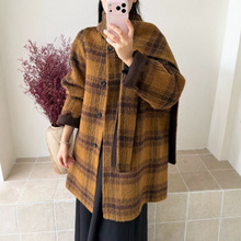 格子羊绒大衣女圆围巾款双面羊绒羊毛大衣25冬季女装新款不退换