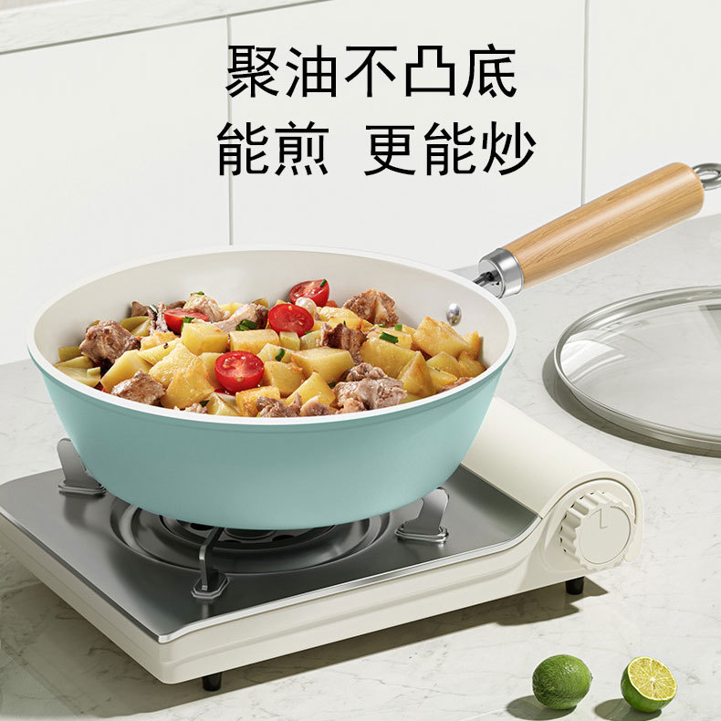 Qiubo azul olla azul pequeña olla cerámica antiadherente olla casera olla sartén cocina de inducción estufa de gas wok universal