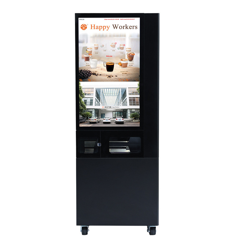 Fully Automatic Coffee Vending Machine, Built-In Ice Making Machine, Unmanned Commercial Self-Service Freshly Ground Coffee Ice and Hot All-In-One Machine