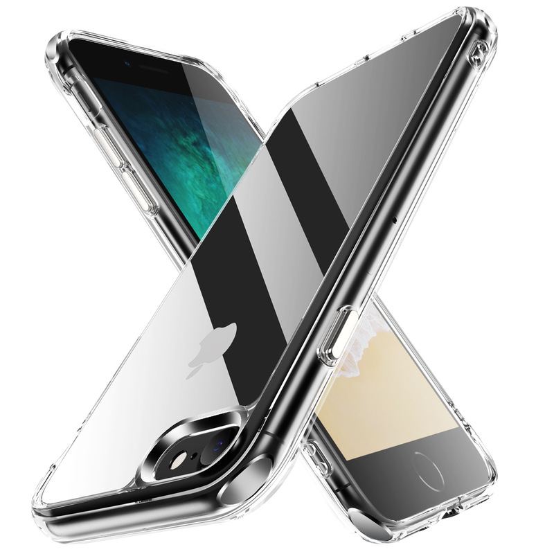 2022 new applicable iphone7G/8g crystal clear 2.0 thick high transparent acrylic transparent mobile phone shell electroplating button