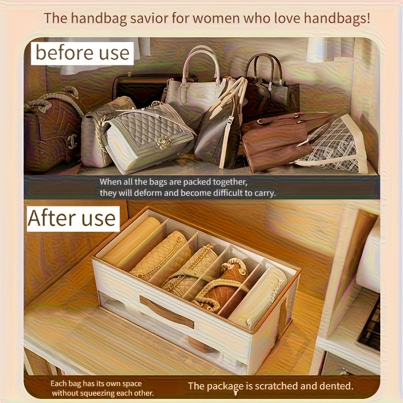 Aufbewahrungsbox für Handtaschen, staubdicht, großes Fassungsvermögen, Fachaufteilung, Aufbewahrungskorb für Hosen und Taschen, Haushalt, offen, Kleiderschrank-Organizer, Wäschesortierkiste