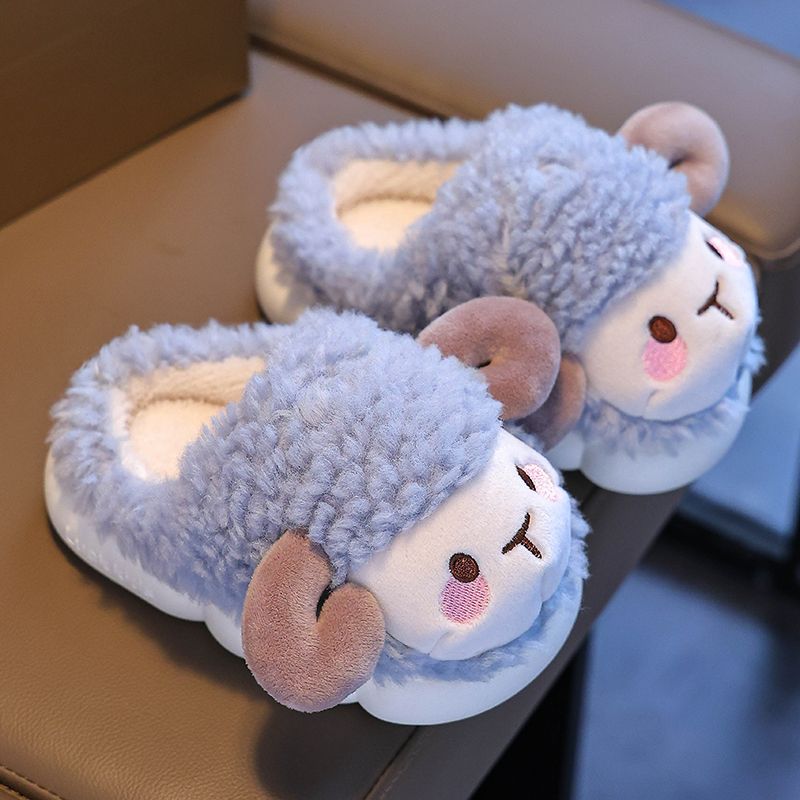 Bolsos de invierno para niños zapatillas de algodón para niñas en el hogar calentamiento y peluche para niños lindos zapatos de algodón para bebés pequeños y medianos