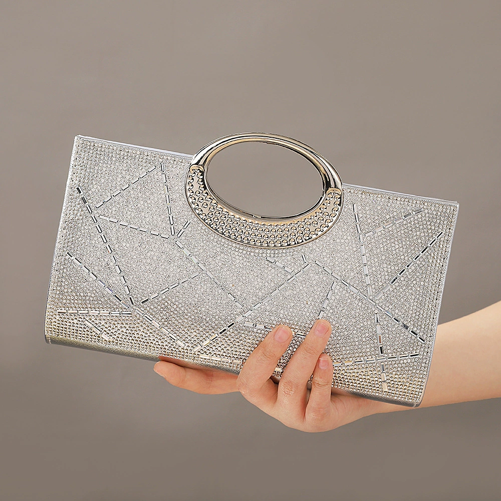 Сумка вечерняя женская Amazon Fashion Sparkling Diamond с неровной текстурой линии, отделка из страз, ручной стиль, квадратная сумка оптом