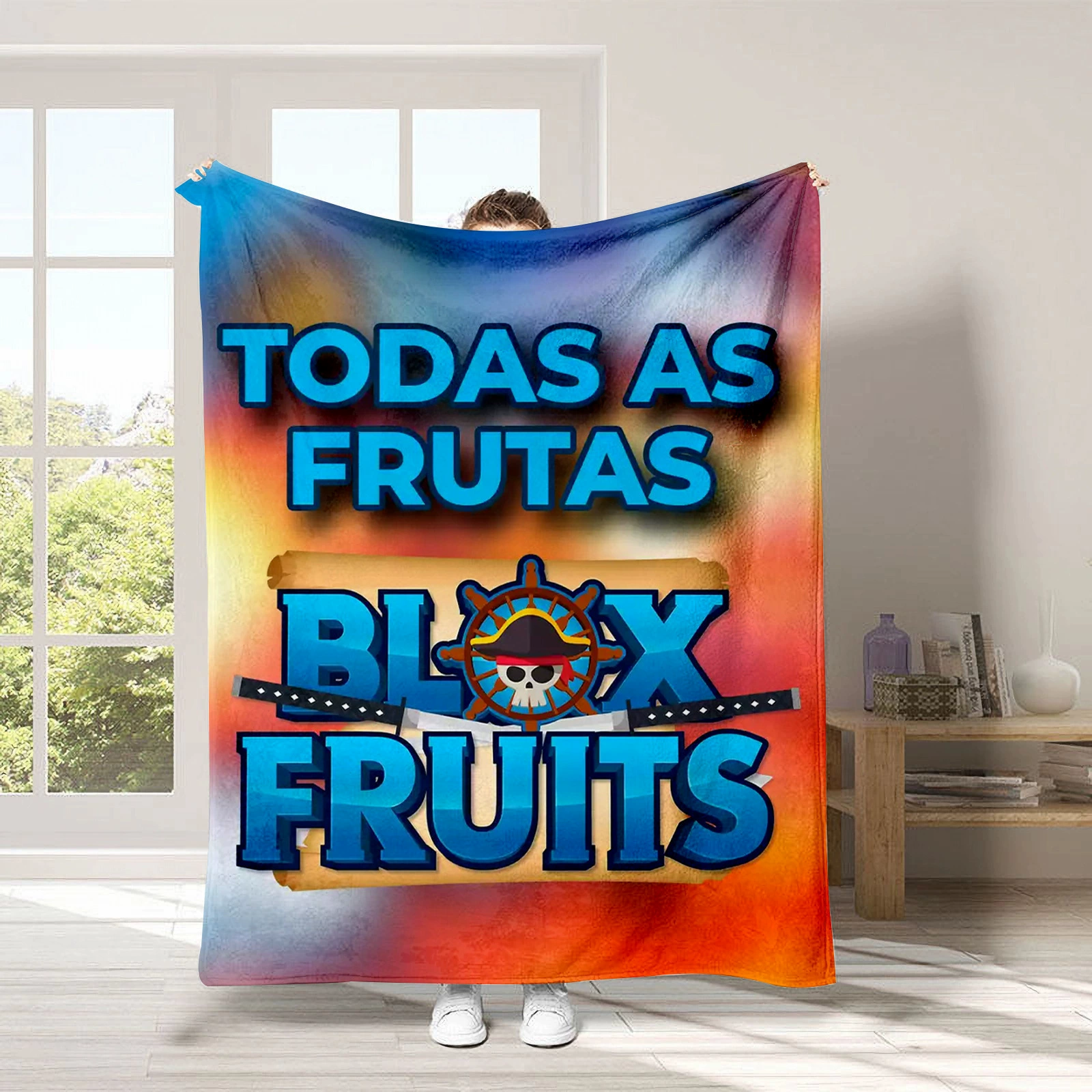Новый трансграничный продукт ROBLOX BLOX FRUITS Flael Poly Blade Game Southern Sofa, одеяло для работы и обеда