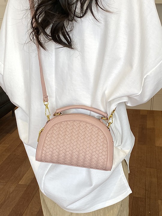 Fábrica de fuente al por mayor bolso semicircular leopardo mujer 2026 nuevo tejido empalme de alta calidad bolso de hombro
