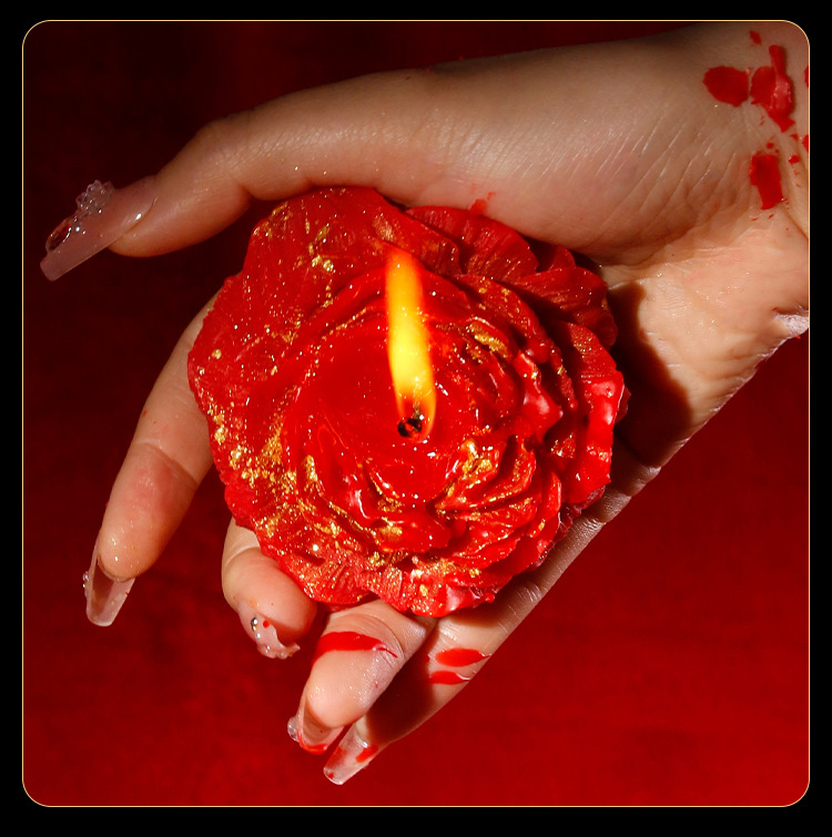 Low-Temperature Wax Play Candle Set, Red Peony Design, Adult Sensory Prop — detail image 7