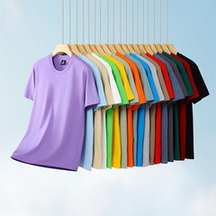200グラムの微落肩純綿半袖tシャツ男性純色丸首ゆるい底シャツファッションブランド服上着卸売り