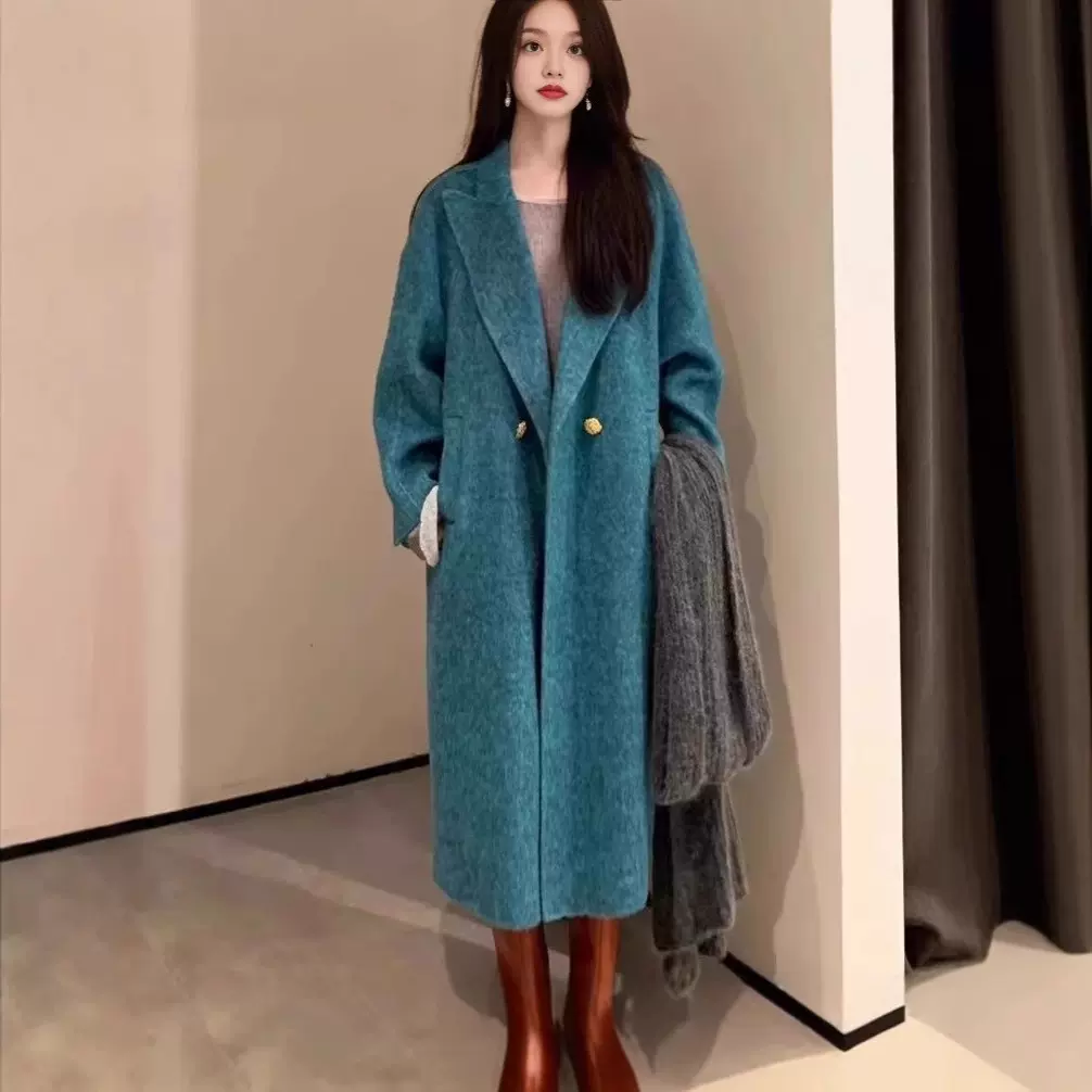 双面呢羊绒大衣女秋冬新款高级感长款加厚羊驼绒苏力长毛羊毛外套