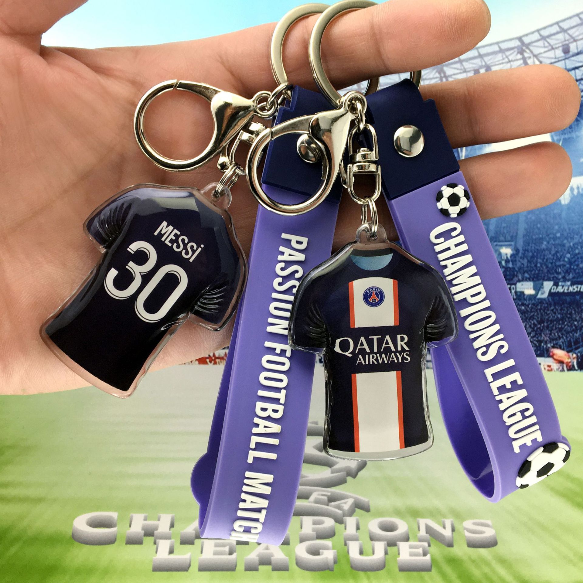 欧冠-大巴黎-30#梅西球衣+柔蓝手带