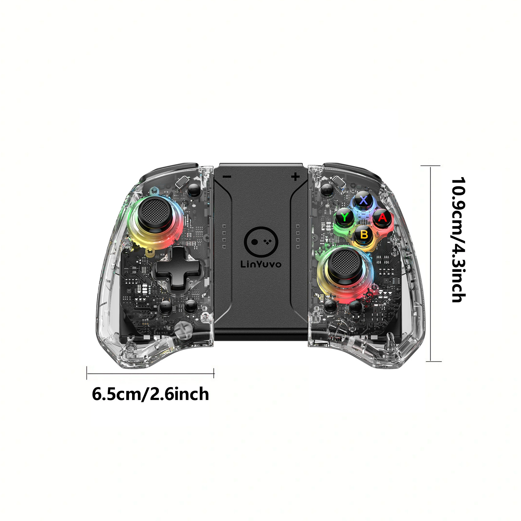 Переключатель LinYuvo Joy-Con Bluetooth рукоять цветной RGB свет с макрофункцией левая и правая прозрачное корпус ощущение