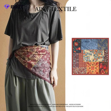 复古油画棉麻发带丝巾小方巾女薄款系腰围巾装饰领巾防晒包头头巾