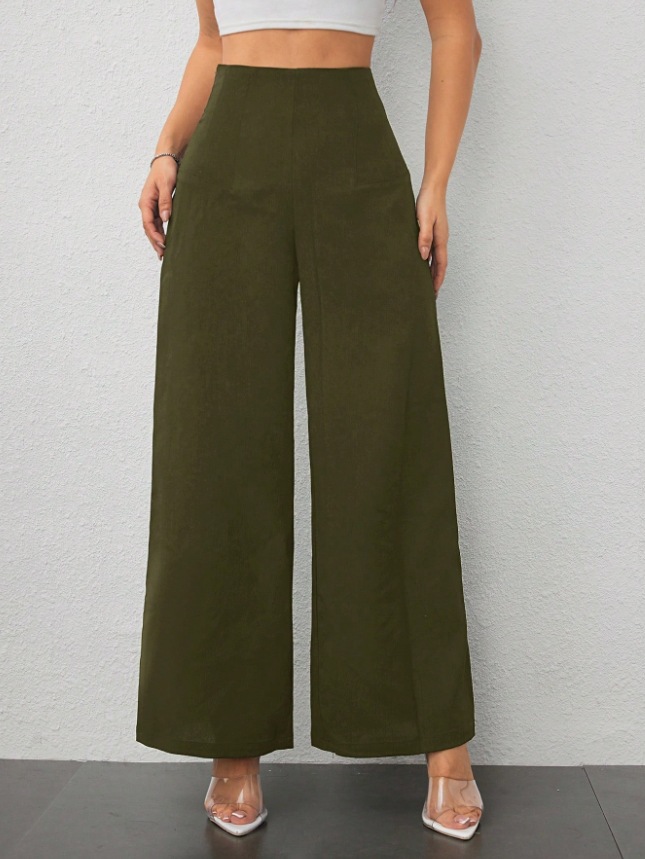 Pantaloni a gamba larga donna autunnali casual fluidi sfiancati_voghion.com
