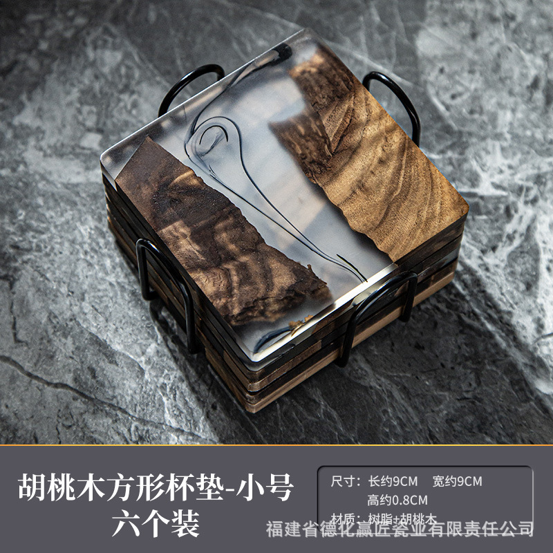 Yabai posavasos de madera simple junta de aislamiento de resina japonesa arte del té juego de té de Kung Fu taza de té estera bandeja de té ceremonia del té Accesorios