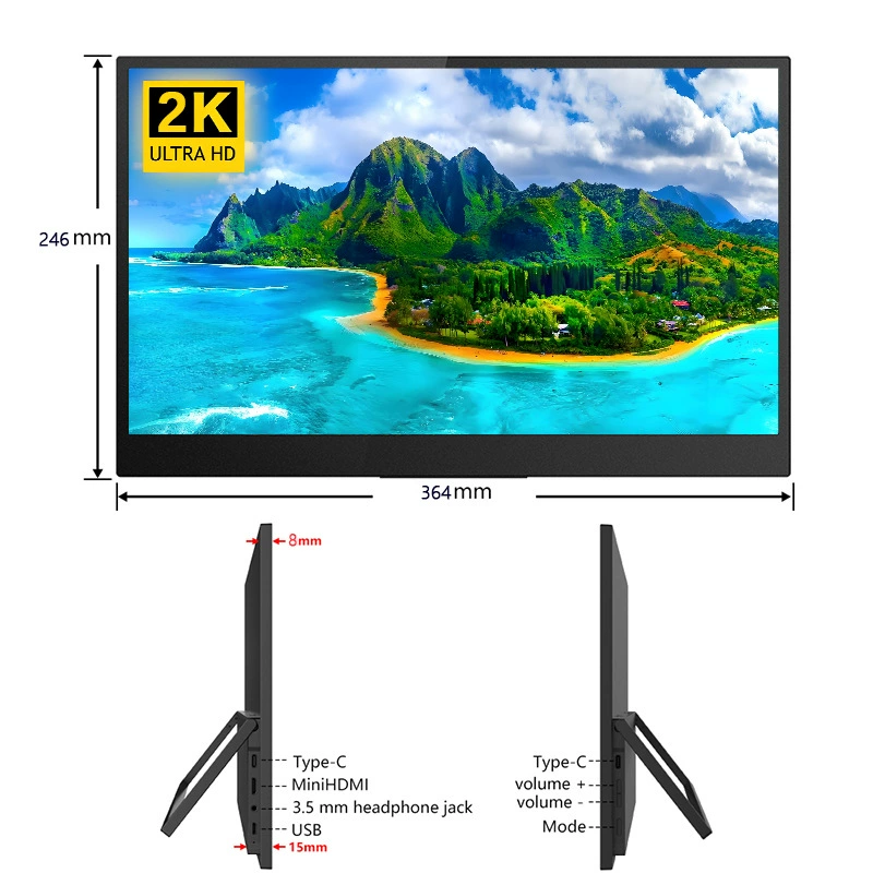 Горячий продажа 16-дюймовый 2K портативный монитор PS5/Switch ноутбук внешний расширенный второй экран