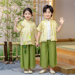 Hanfu Summer Thin Short-Sleeve Set Children Tangzhuang Chinese Style Performance Dress Summer Version For Boys And Girls Children June 1st Performance Costume